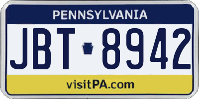 PA license plate JBT8942