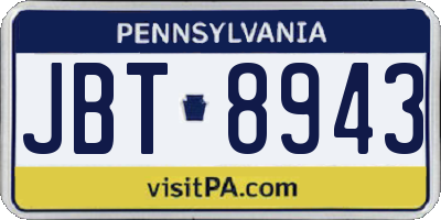 PA license plate JBT8943