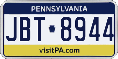 PA license plate JBT8944