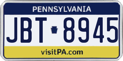 PA license plate JBT8945