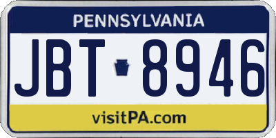 PA license plate JBT8946