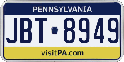 PA license plate JBT8949