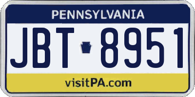 PA license plate JBT8951