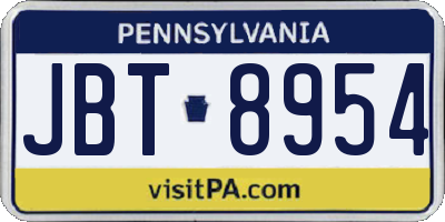 PA license plate JBT8954