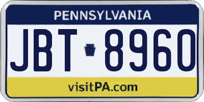 PA license plate JBT8960