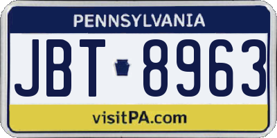 PA license plate JBT8963