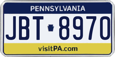 PA license plate JBT8970