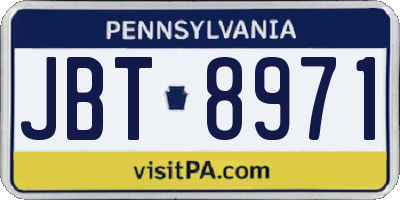 PA license plate JBT8971