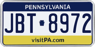 PA license plate JBT8972