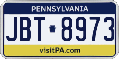 PA license plate JBT8973