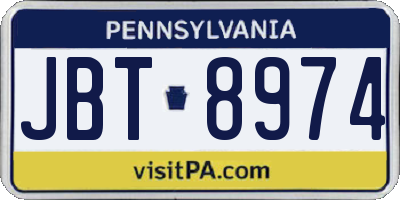 PA license plate JBT8974