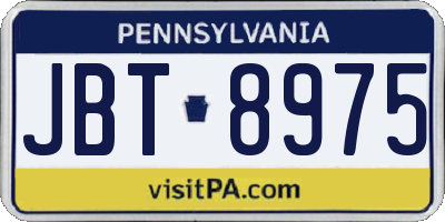 PA license plate JBT8975