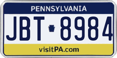 PA license plate JBT8984