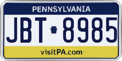 PA license plate JBT8985