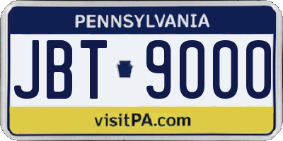 PA license plate JBT9000
