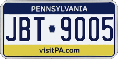 PA license plate JBT9005
