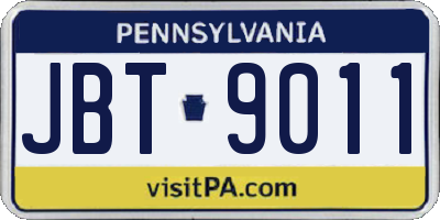 PA license plate JBT9011