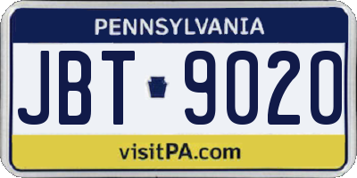 PA license plate JBT9020