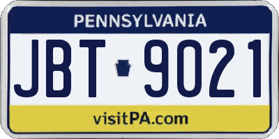 PA license plate JBT9021