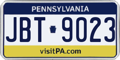 PA license plate JBT9023
