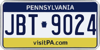 PA license plate JBT9024