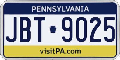 PA license plate JBT9025