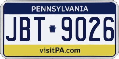 PA license plate JBT9026