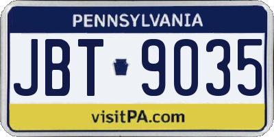 PA license plate JBT9035