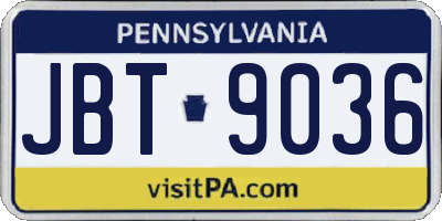 PA license plate JBT9036