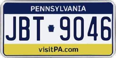 PA license plate JBT9046