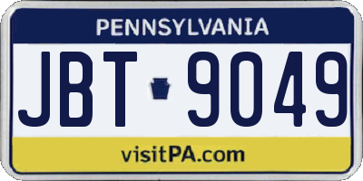PA license plate JBT9049
