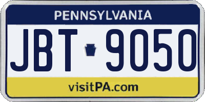 PA license plate JBT9050