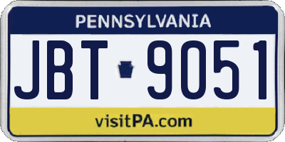 PA license plate JBT9051