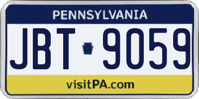 PA license plate JBT9059