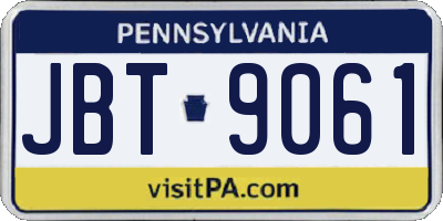 PA license plate JBT9061