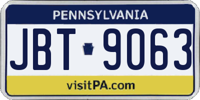 PA license plate JBT9063