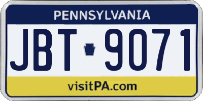 PA license plate JBT9071