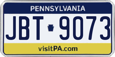 PA license plate JBT9073
