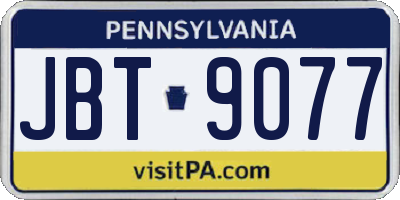 PA license plate JBT9077