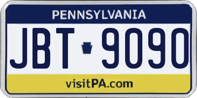 PA license plate JBT9090