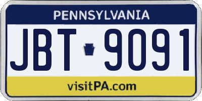 PA license plate JBT9091
