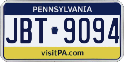 PA license plate JBT9094