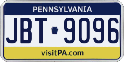 PA license plate JBT9096
