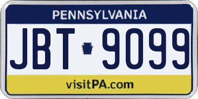 PA license plate JBT9099