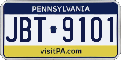 PA license plate JBT9101