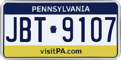 PA license plate JBT9107