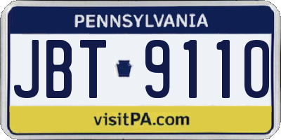 PA license plate JBT9110