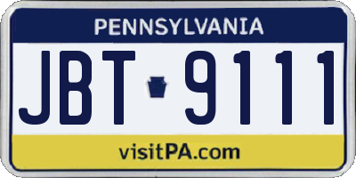 PA license plate JBT9111