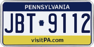 PA license plate JBT9112