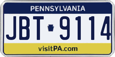 PA license plate JBT9114